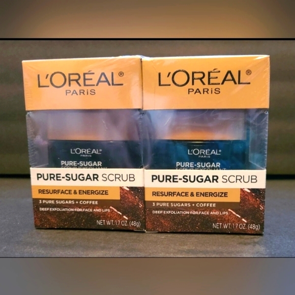 LOT OF 2- L’Oreal Pure Sugar Scrub Resurface & Energize 3 Pure Sugars & Coffee - Picture 5 of 5
